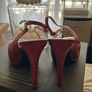Used Calvin Klein dress shoes, red and cream gorgeous leather heels.